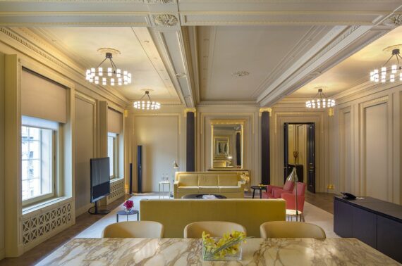 The interior of a suite at Hotel Café Royal in Mayfair, where Insall acted as conservation architects